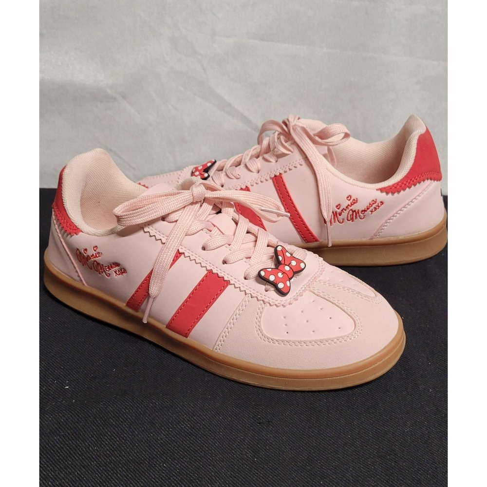 Pink/Red Faux Leather Disney Minnie Mouse XOXO Lace Up Sneakers Size 8